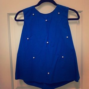 Ruffle pearl detail sleeveless top